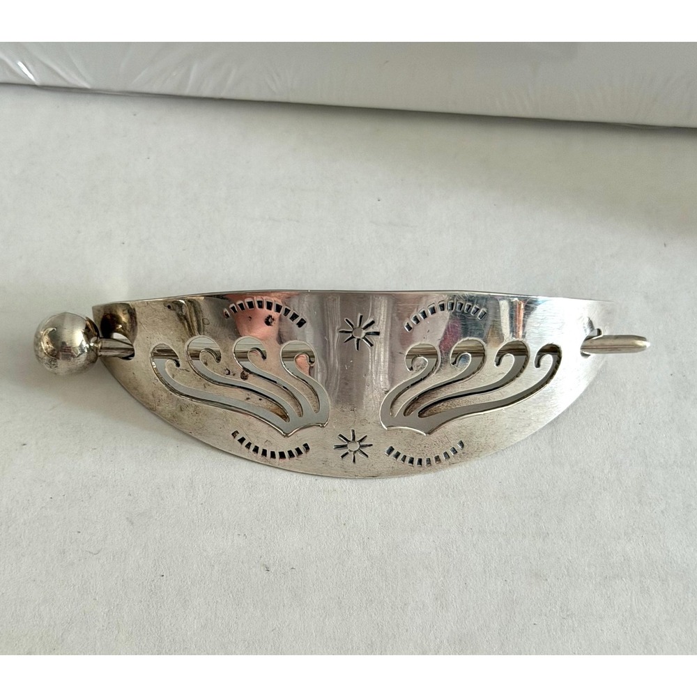 Mexico 2pc Sterling Silver Hair Barrette Holder